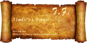 Timári Fanni névjegykártya